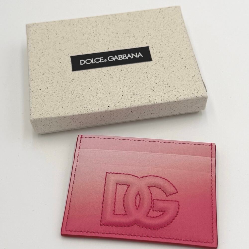 Dolce & Gabbana Degrade Calfskin DG Logo Card Holder in pink